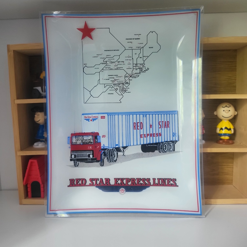 Red Star Express Decorative Glass Tray
